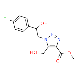ChemSpider 2D Image | Methyl 1-[2-(4-chlorophenyl)-2-hydroxyethyl]-5-(hydroxymethyl)-1H-1,2,3-triazole-4-carboxylate | C13H14ClN3O4