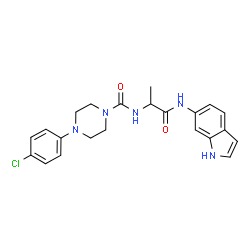 ChemSpider 2D Image | 4-(4-Chlorophenyl)-N-[1-(1H-indol-6-ylamino)-1-oxo-2-propanyl]-1-piperazinecarboxamide | C22H24ClN5O2