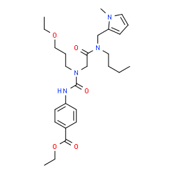 ChemSpider 2D Image | Ethyl 4-{[(2-{butyl[(1-methyl-1H-pyrrol-2-yl)methyl]amino}-2-oxoethyl)(3-ethoxypropyl)carbamoyl]amino}benzoate | C27H40N4O5
