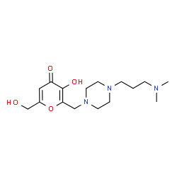 ChemSpider 2D Image | 2-({4-[3-(Dimethylamino)propyl]-1-piperazinyl}methyl)-3-hydroxy-6-(hydroxymethyl)-4H-pyran-4-one | C16H27N3O4