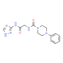 ChemSpider 2D Image | N-[2-Oxo-2-(1H-1,2,4-triazol-3-ylamino)ethyl]-4-phenyl-1-piperazinecarboxamide | C15H19N7O2