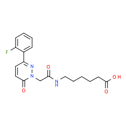 ChemSpider 2D Image | 6-({[3-(2-Fluorophenyl)-6-oxo-1(6H)-pyridazinyl]acetyl}amino)hexanoic acid | C18H20FN3O4
