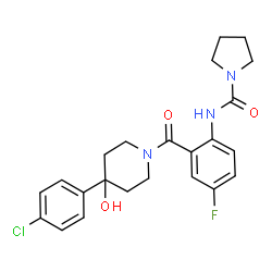 ChemSpider 2D Image | N-(2-{[4-(4-Chlorophenyl)-4-hydroxy-1-piperidinyl]carbonyl}-4-fluorophenyl)-1-pyrrolidinecarboxamide | C23H25ClFN3O3