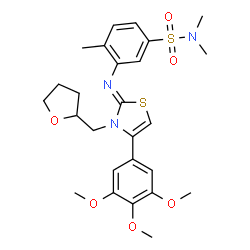 ChemSpider 2D Image | N,N,4-Trimethyl-3-{(Z)-[3-(tetrahydro-2-furanylmethyl)-4-(3,4,5-trimethoxyphenyl)-1,3-thiazol-2(3H)-ylidene]amino}benzenesulfonamide | C26H33N3O6S2
