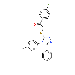 ChemSpider 2D Image | 1-(4-Fluorophenyl)-2-({4-(4-methylphenyl)-5-[4-(2-methyl-2-propanyl)phenyl]-4H-1,2,4-triazol-3-yl}sulfanyl)ethanone | C27H26FN3OS