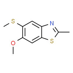 ChemSpider 2D Image | 6-Methoxy-2-methyl-5-(methylsulfanyl)-1,3-benzothiazole | C10H11NOS2
