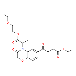 ChemSpider 2D Image | Ethyl 4-{4-[1-(2-ethoxyethoxy)-1-oxo-2-butanyl]-3-oxo-3,4-dihydro-2H-1,4-benzoxazin-6-yl}-4-oxobutanoate | C22H29NO8