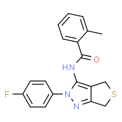 ChemSpider 2D Image | N-[2-(4-Fluorophenyl)-2,6-dihydro-4H-thieno[3,4-c]pyrazol-3-yl]-2-methylbenzamide | C19H16FN3OS
