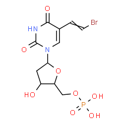 ChemSpider 2D Image | 5-(2-Bromovinyl)-1-(2-deoxy-5-O-phosphonopentofuranosyl)-2,4(1H,3H)-pyrimidinedione | C11H14BrN2O8P