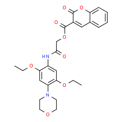 ChemSpider 2D Image | 2-{[2,5-Diethoxy-4-(4-morpholinyl)phenyl]amino}-2-oxoethyl 2-oxo-2H-chromene-3-carboxylate | C26H28N2O8