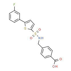ChemSpider 2D Image | 4-[({[5-(3-Fluorophenyl)-2-thienyl]sulfonyl}amino)methyl]benzoic acid | C18H14FNO4S2