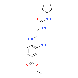 ChemSpider 2D Image | Ethyl 3-amino-4-({2-[(cyclopentylcarbamoyl)amino]ethyl}amino)benzoate | C17H26N4O3