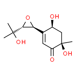 ChemSpider 2D Image | (4S,6R)-4,6-Dihydroxy-3-[(2S,3R)-3-(2-hydroxy-2-propanyl)-2-oxiranyl]-6-methyl-2-cyclohexen-1-one | C12H18O5