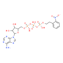 ChemSpider 2D Image | 9-[5-O-(Hydroxy{[hydroxy({hydroxy[2-(2-nitrophenyl)ethoxy]phosphoryl}oxy)phosphoryl]oxy}phosphoryl)pentofuranosyl]-9H-purin-6-amine | C18H23N6O15P3