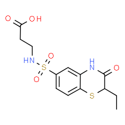 ChemSpider 2D Image | N-[(2-Ethyl-3-oxo-3,4-dihydro-2H-1,4-benzothiazin-6-yl)sulfonyl]-beta-alanine | C13H16N2O5S2