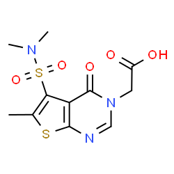 ChemSpider 2D Image | [5-(Dimethylsulfamoyl)-6-methyl-4-oxothieno[2,3-d]pyrimidin-3(4H)-yl]acetic acid | C11H13N3O5S2
