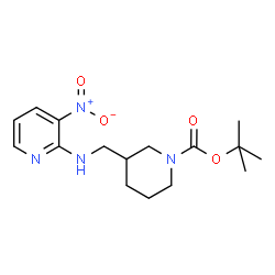 ChemSpider 2D Image | 1,1-Dimethylethyl 3-[[(3-nitro-2-pyridinyl)amino]methyl]-1-piperidinecarboxylate | C16H24N4O4