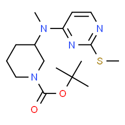 ChemSpider 2D Image | TERT-BUTYL 3-{METHYL[2-(METHYLSULFANYL)PYRIMIDIN-4-YL]AMINO}PIPERIDINE-1-CARBOXYLATE | C16H26N4O2S