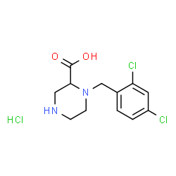 ChemSpider 2D Image | 1-(2,4-Dichlorobenzyl)-2-piperazinecarboxylic acid hydrochloride (1:1) | C12H15Cl3N2O2