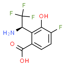 ChemSpider 2D Image | 2-[(1R)-1-Amino-2,2,2-trifluoroethyl]-4-fluoro-3-hydroxybenzoic acid | C9H7F4NO3