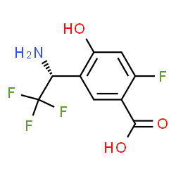 ChemSpider 2D Image | 5-[(1R)-1-Amino-2,2,2-trifluoroethyl]-2-fluoro-4-hydroxybenzoic acid | C9H7F4NO3