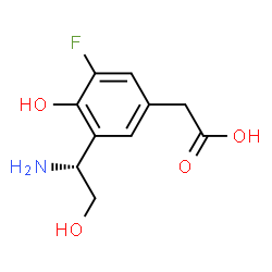 ChemSpider 2D Image | {3-[(1R)-1-Amino-2-hydroxyethyl]-5-fluoro-4-hydroxyphenyl}acetic acid | C10H12FNO4