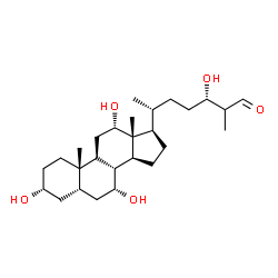 ChemSpider 2D Image | (24S)-3alpha,7alpha,12alpha,24-tetrahydroxy-5beta-cholestan-26-al | C27H46O5