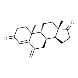 ChemSpider 2D Image | (8alpha,9beta,10alpha)-6-Methyleneandrost-4-ene-3,17-dione | C20H26O2