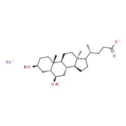ChemSpider 2D Image | Sodium (3beta,5beta,6beta,13alpha,17xi)-3,6-dihydroxycholan-24-oate | C24H39NaO4