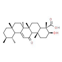 ChemSpider 2D Image | (3beta,5xi,9xi,18xi,19alpha,20beta)-3-Hydroxy-11-oxours-12-en-23-oic acid | C30H46O4