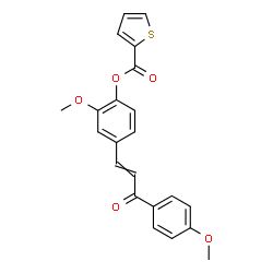 ChemSpider 2D Image | 2-Methoxy-4-[3-(4-methoxyphenyl)-3-oxo-1-propen-1-yl]phenyl 2-thiophenecarboxylate | C22H18O5S
