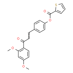 ChemSpider 2D Image | 4-[3-(2,4-Dimethoxyphenyl)-3-oxo-1-propen-1-yl]phenyl 2-thiophenecarboxylate | C22H18O5S