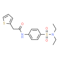 ChemSpider 2D Image | N-[4-(Diethylsulfamoyl)phenyl]-2-(2-thienyl)acetamide | C16H20N2O3S2
