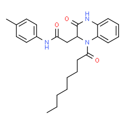 ChemSpider 2D Image | N-(4-Methylphenyl)-2-(1-octanoyl-3-oxo-1,2,3,4-tetrahydro-2-quinoxalinyl)acetamide | C25H31N3O3