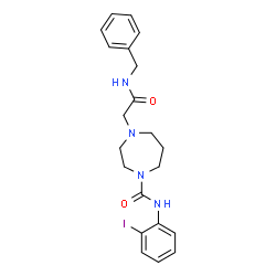 ChemSpider 2D Image | 4-[2-(Benzylamino)-2-oxoethyl]-N-(2-iodophenyl)-1,4-diazepane-1-carboxamide | C21H25IN4O2