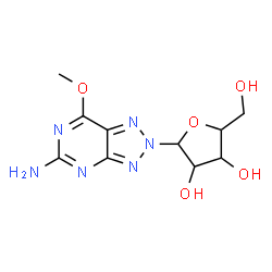 ChemSpider 2D Image | 7-Methoxy-2-pentofuranosyl-2H-[1,2,3]triazolo[4,5-d]pyrimidin-5-amine | C10H14N6O5