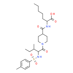 ChemSpider 2D Image | 2-{[(1-{N-[(4-Methylphenyl)sulfonyl]isoleucyl}-4-piperidinyl)carbonyl]amino}heptanoic acid | C26H41N3O6S