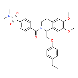 ChemSpider 2D Image | 4-({1-[(4-Ethylphenoxy)methyl]-6,7-dimethoxy-3,4-dihydro-2(1H)-isoquinolinyl}carbonyl)-N,N-dimethylbenzenesulfonamide | C29H34N2O6S