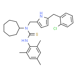 ChemSpider 2D Image | 1-{[5-(2-Chlorobenzyl)-1H-pyrrol-2-yl]methyl}-1-cycloheptyl-3-mesitylthiourea | C29H36ClN3S