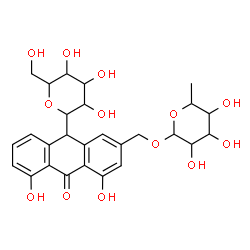 ChemSpider 2D Image | 1,5-Anhydro-1-(2-{[(6-deoxyhexopyranosyl)oxy]methyl}-4,5-dihydroxy-10-oxo-9,10-dihydro-9-anthracenyl)hexitol | C27H32O13