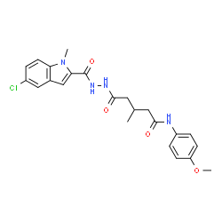 ChemSpider 2D Image | 5-{2-[(5-Chloro-1-methyl-1H-indol-2-yl)carbonyl]hydrazino}-N-(4-methoxyphenyl)-3-methyl-5-oxopentanamide | C23H25ClN4O4