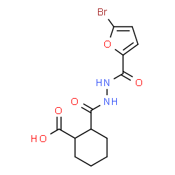 ChemSpider 2D Image | 2-{[2-(5-Bromo-2-furoyl)hydrazino]carbonyl}cyclohexanecarboxylic acid | C13H15BrN2O5
