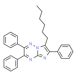 ChemSpider 2D Image | 7-Hexyl-2,3,6-triphenylimidazo[1,2-b][1,2,4]triazine | C29H28N4