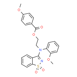 ChemSpider 2D Image | 2-[(1,1-Dioxido-1,2-benzothiazol-3-yl)(2-methoxyphenyl)amino]ethyl 4-methoxybenzoate | C24H22N2O6S