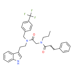 ChemSpider 2D Image | N-(2-{[2-(1H-Indol-3-yl)ethyl][4-(trifluoromethyl)benzyl]amino}-2-oxoethyl)-3-phenyl-N-propylacrylamide | C32H32F3N3O2