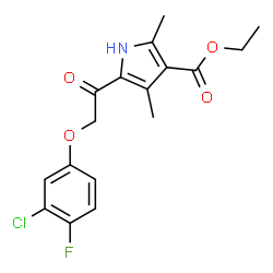 ChemSpider 2D Image | Ethyl 5-[(3-chloro-4-fluorophenoxy)acetyl]-2,4-dimethyl-1H-pyrrole-3-carboxylate | C17H17ClFNO4