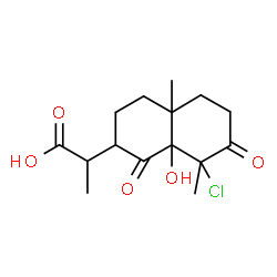 ChemSpider 2D Image | 2-(8-Chloro-8a-hydroxy-4a,8-dimethyl-1,7-dioxodecahydro-2-naphthalenyl)propanoic acid | C15H21ClO5