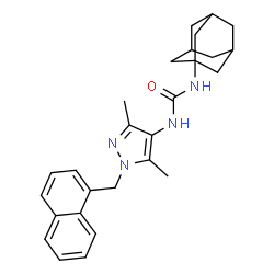 ChemSpider 2D Image | 1-Adamantan-1-yl-3-[3,5-dimethyl-1-(1-naphthylmethyl)-1H-pyrazol-4-yl]urea | C27H32N4O