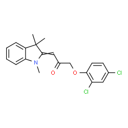 ChemSpider 2D Image | 1-(2,4-Dichlorophenoxy)-3-(1,3,3-trimethyl-1,3-dihydro-2H-indol-2-ylidene)acetone | C20H19Cl2NO2
