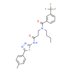 ChemSpider 2D Image | N-Butyl-N-(3-{[5-(4-methylphenyl)-1,3,4-thiadiazol-2-yl]amino}-3-oxopropyl)-3-(trifluoromethyl)benzamide | C24H25F3N4O2S